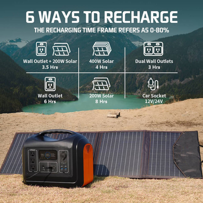 Estação de energia solar portátil 600W 595.2Wh para acampamento ao ar livre viagens caça apagão