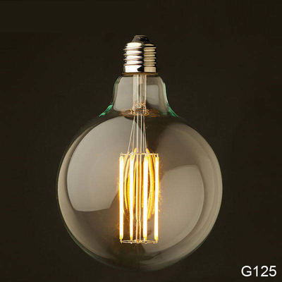 110 lm/w E26 E27 9W G125 G95 lâmpada de filamento LED com função dimmable e vidro âmbar