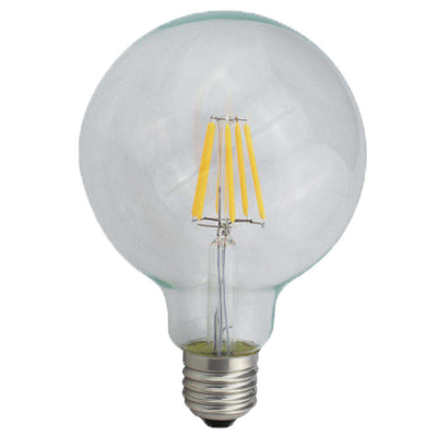 110 lm/w E26 E27 9W G125 G95 lâmpada de filamento LED com função dimmable e vidro âmbar