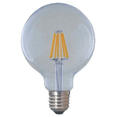 110 lm/w E26 E27 9W G125 G95 lâmpada de filamento LED com função dimmable e vidro âmbar